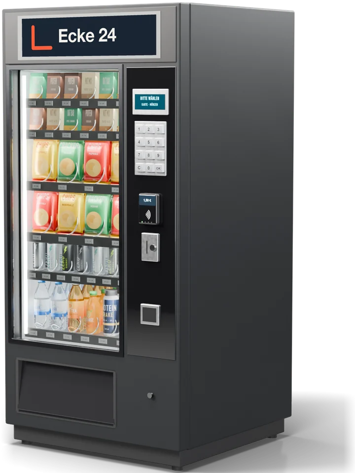 Klassischer Spiralautomat mit Tastenfeld, Ecke-24-Logo