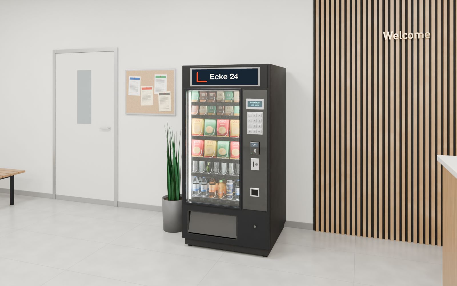 Klassischer Spiralautomat in einer Büro-Lobby